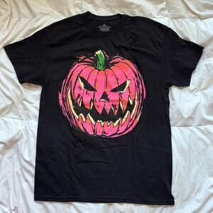 Jack o lantern black graphic tee sz m short sleeve cotton Halloween pumpkin fall